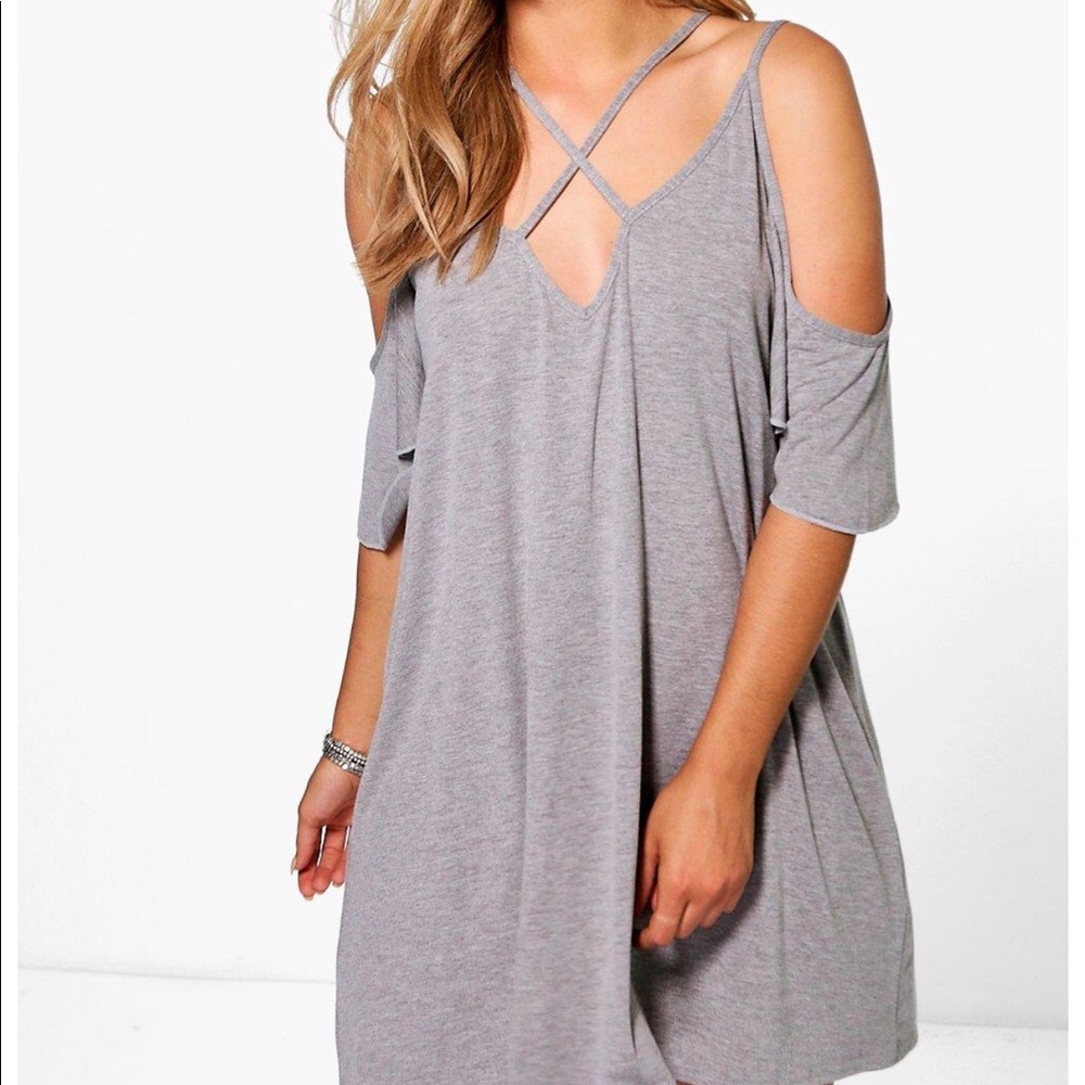 Boohoo Caged Open Shoulder Dress